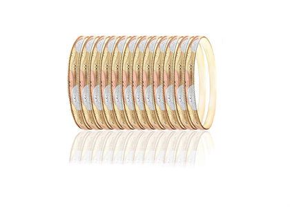 Three Tone Plated Side Veni Bangles